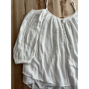 Jen's Pirate Booty Cold Shoulder Puff Sleeve 100% Cotton Gauze Top Flowy Onesize